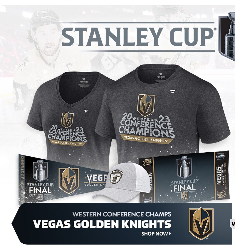 2023 NHL Stanley Cup Final. Western Conference Champs, Vegas Golden Knights. Shop Now. Eastern Conference Champs. Florida Panthers. Shop Now.